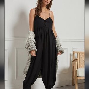 ANTHROPOLOGIE* Black Jumpsuit with Button Detail